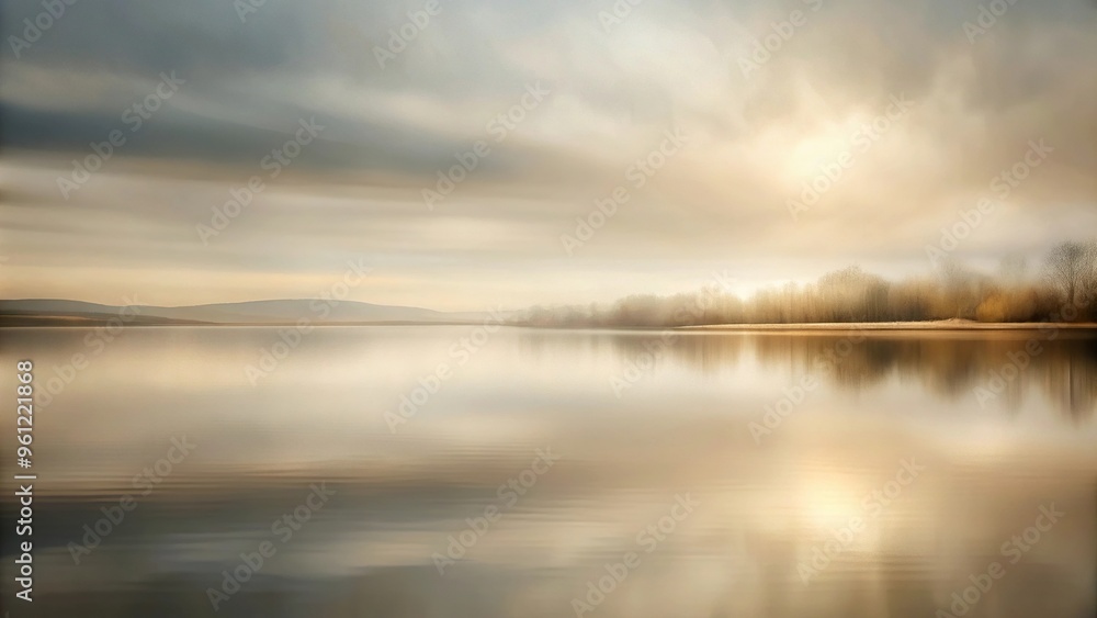Fototapeta premium abstract painting of lake in neutral tones