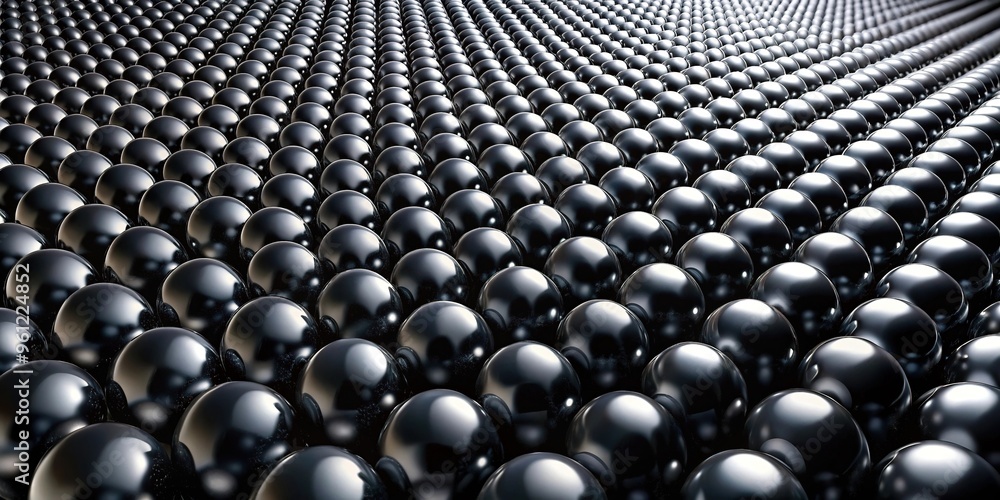 Abstract pattern of black spheres in forced perspective Abstract pattern of black spheres in forced perspective
