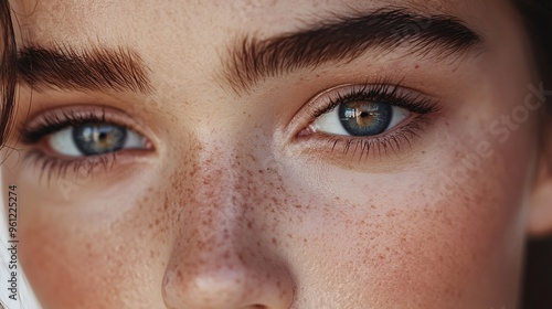 Close-up of a woman's eye with freckles