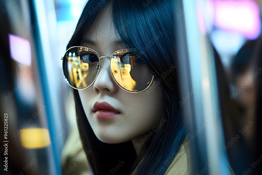 Close Up Portrait of Young Woman with Sunglasses in Urban Setting Close Up Portrait of Young Woman with Sunglasses in Urban Setting