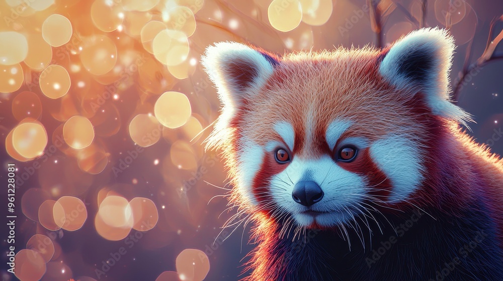 3D red panda with a soft pastel background on the right, representing the playful and curious nature of this zoo animal, style of 3D red panda with a soft pastel background on the right, representing the playful and curious nature of this zoo animal, style of
