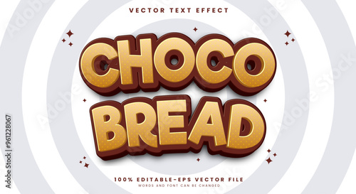Choco Bread Editable Text Effect Template 3D Cartoon Style
