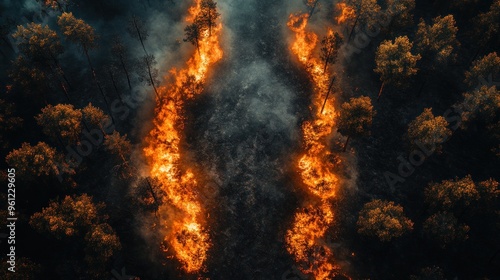 Forest Fire Aerial View