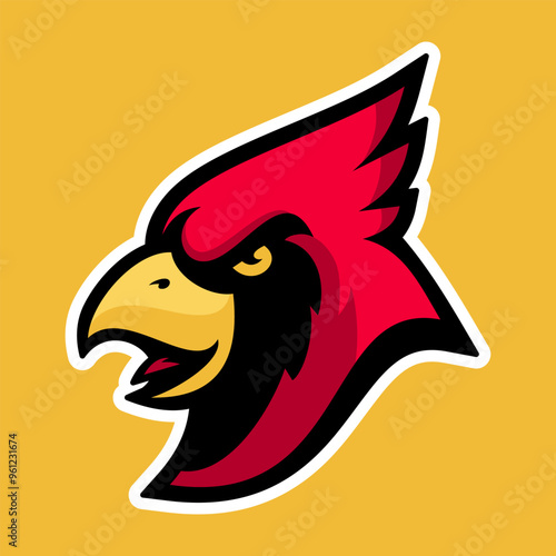 Cardinal bird head mascot logo, perfect for sports and esports teams.