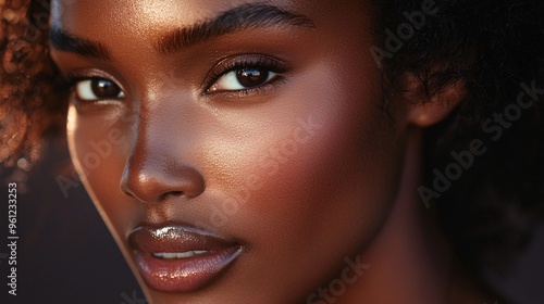 Close-up Portrait of a Beautiful Black Woman with Natural Makeup