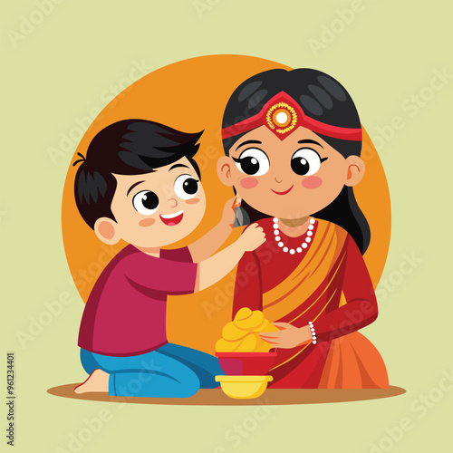 Sister applying tilak on brother’s forehead during Bhai Dooj