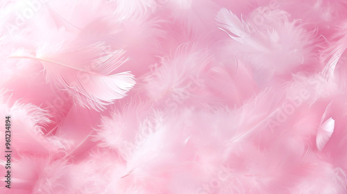 Coral pink pastel feather background photo