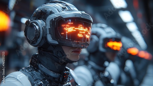 Futuristic Cyborg Soldier with Glowing Visor