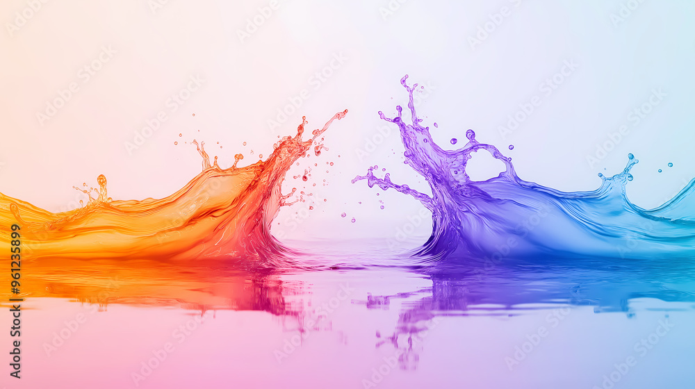 Dynamic clash of orange and blue liquid splashes against a soft gradient background, symbolizing contrast and energy.
Dynamic clash of orange and blue liquid splashes against a soft gradient background, symbolizing contrast and energy.