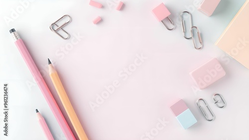 Wallpaper Mural Pastel Stationery Items Organized with Text Space Torontodigital.ca