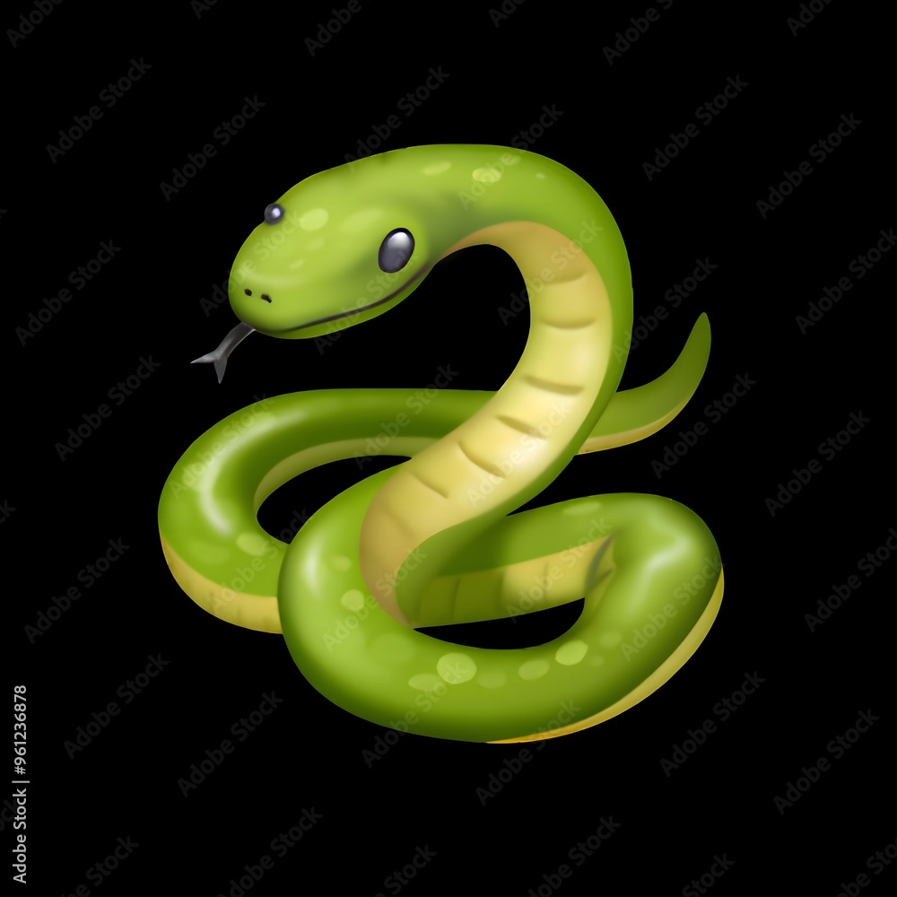 Fototapeta premium Green Snake Emoji 