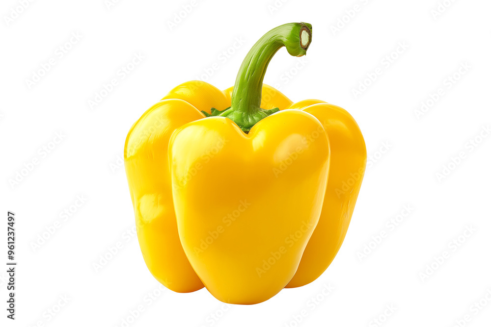Yellow bell pepper with green stem isolated on a white background. Yellow bell pepper with green stem isolated on a white background.