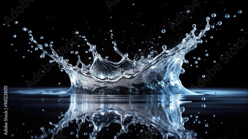 Abstract water splashes on black background