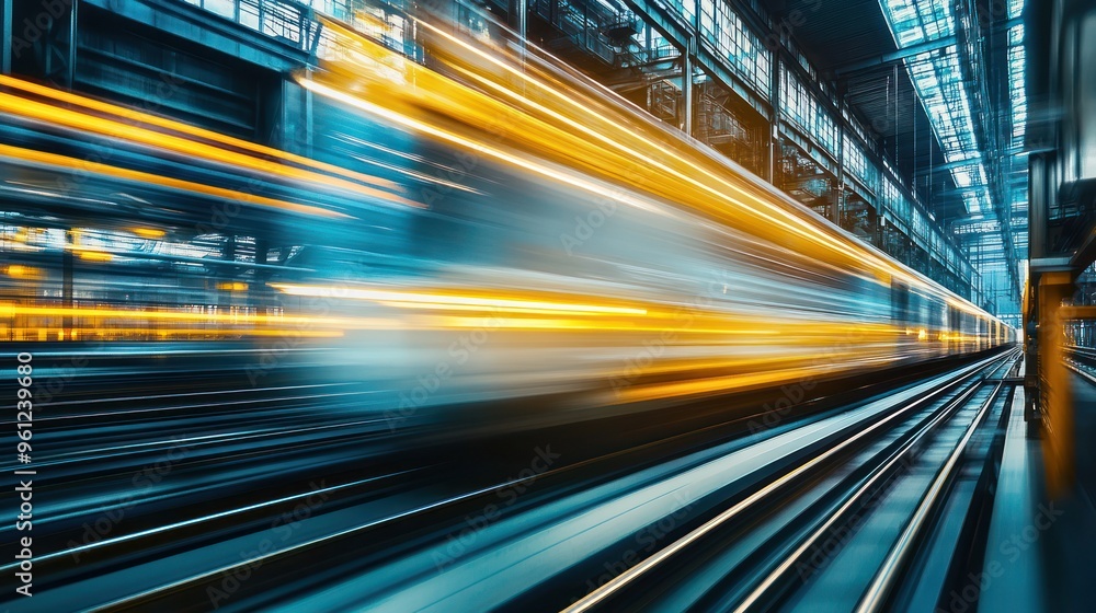 Speed and Motion Blur Train in Industrial Setting Speed and Motion Blur Train in Industrial Setting