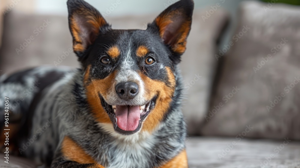 Happy Dog on Couch Happy Dog on Couch