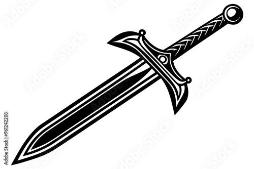 Cartoon game sword vector illustration.