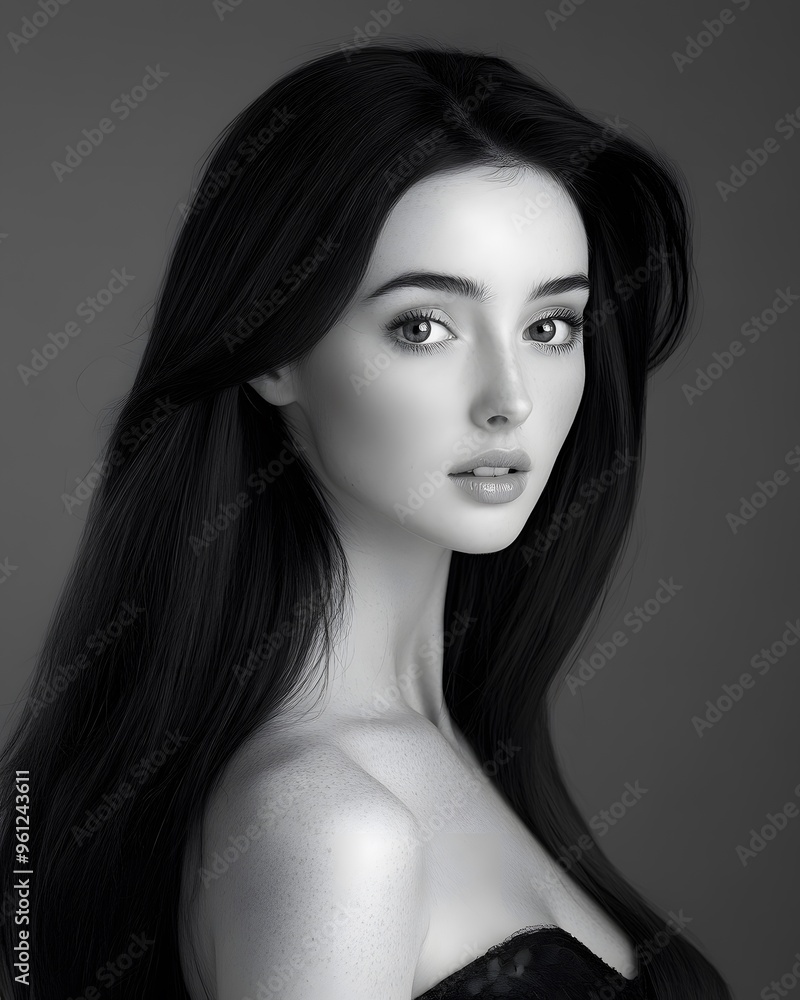Beautiful Woman Portrait in Black and White Beautiful Woman Portrait in Black and White