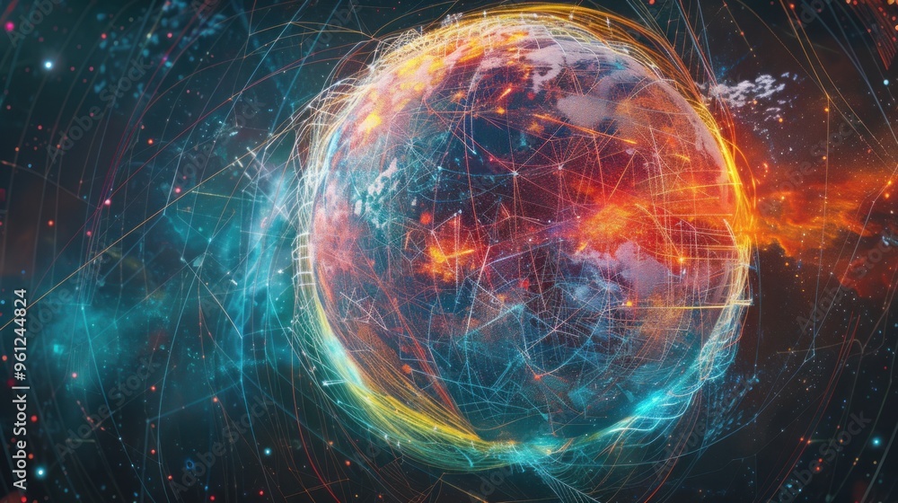 Obraz premium Futuristic Digital World Concept Illustration