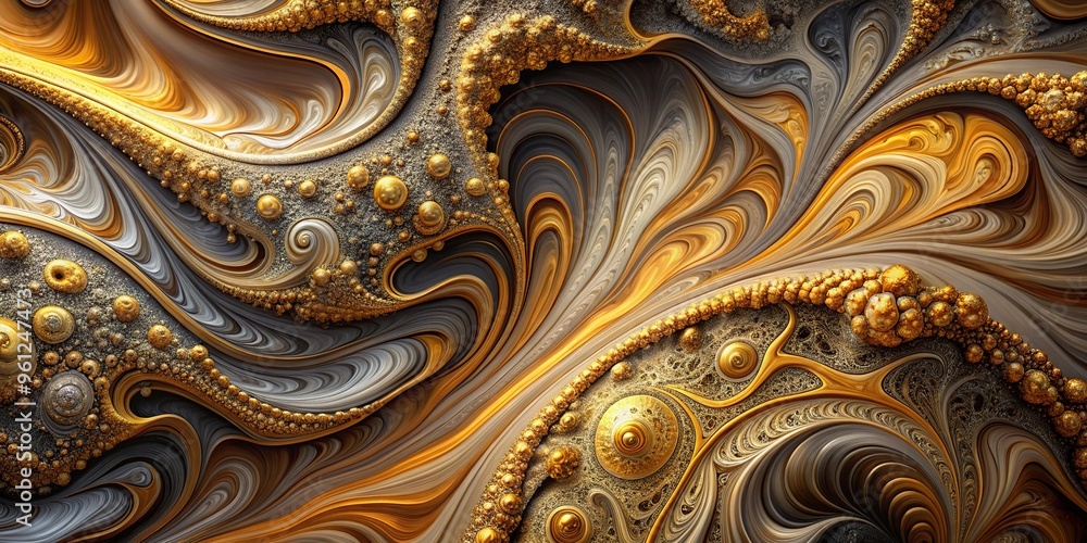 Aerial abstract landscape with swirling patterns of gold, brown, and gray Aerial abstract landscape with swirling patterns of gold, brown, and gray