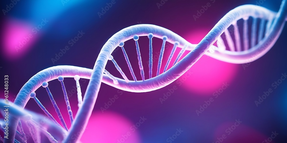 3D Illustration of DNA Structure in Blue and Pink - Scientific Research Concept, Genetic Engineering, Biotechnology, Medical Science 3D Illustration of DNA Structure in Blue and Pink - Scientific Research Concept, Genetic Engineering, Biotechnology, Medical Science