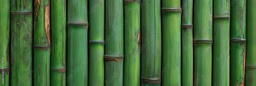 Fototapeta premium A Beautiful and Vibrant Green Bamboo Wall Texture Perfect for Natural and Calming Designs