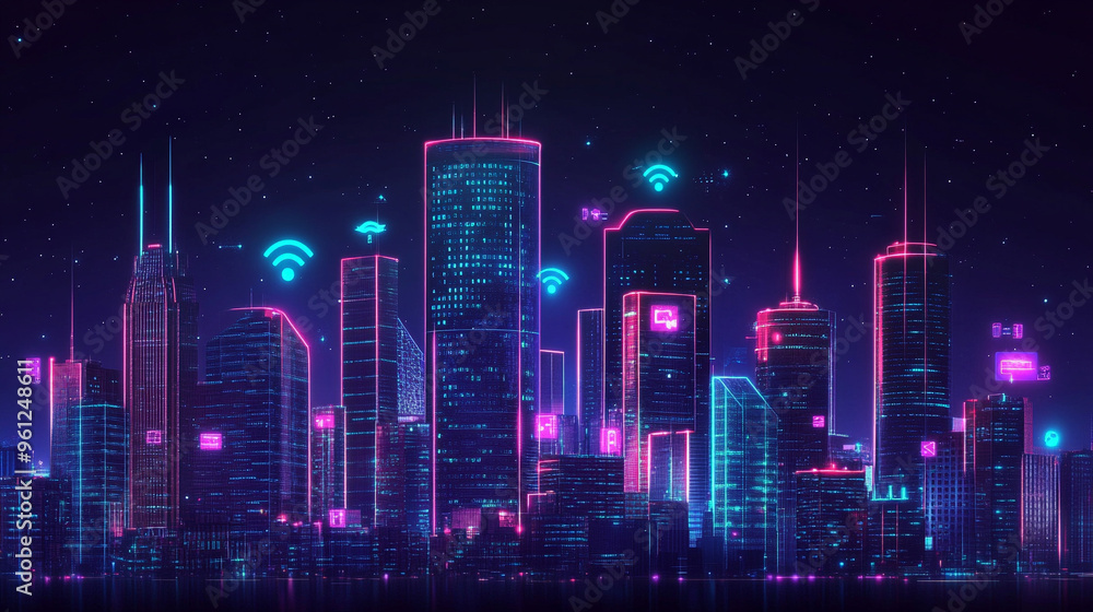5G wireless network and smart city concept. 5G wireless network and smart city concept.