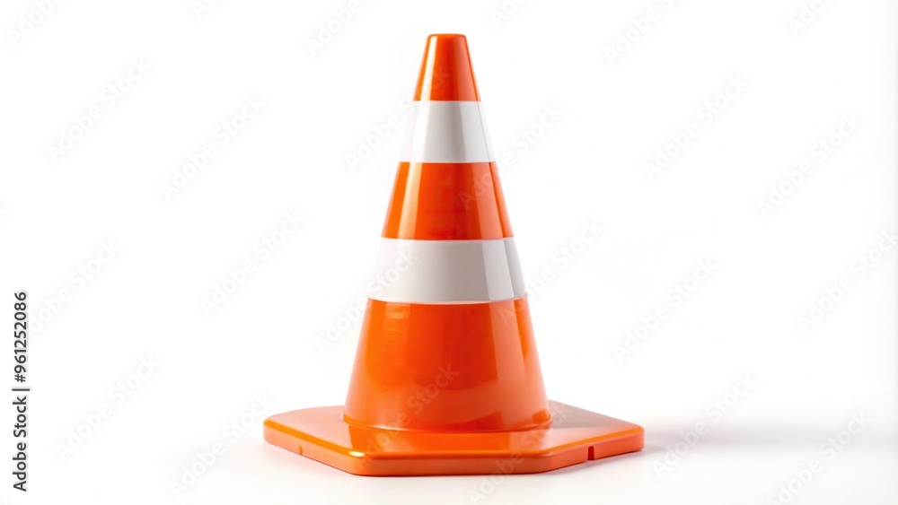 Aerial view of a plastic orange road cone isolated on white background Aerial view of a plastic orange road cone isolated on white background