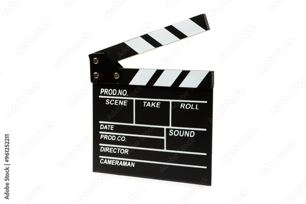 Obraz premium Movie clapper. Movie clapper isolated on white background. Concept recreation and entertainment. Cinema concept.