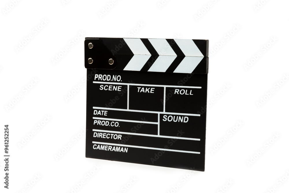 Naklejka premium Movie clapper. Movie clapper isolated on white background. Concept recreation and entertainment. Cinema concept.