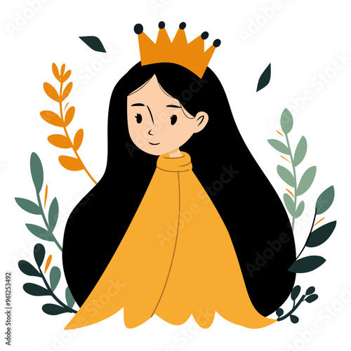 Botanical Queen. Flat Vector Illustration