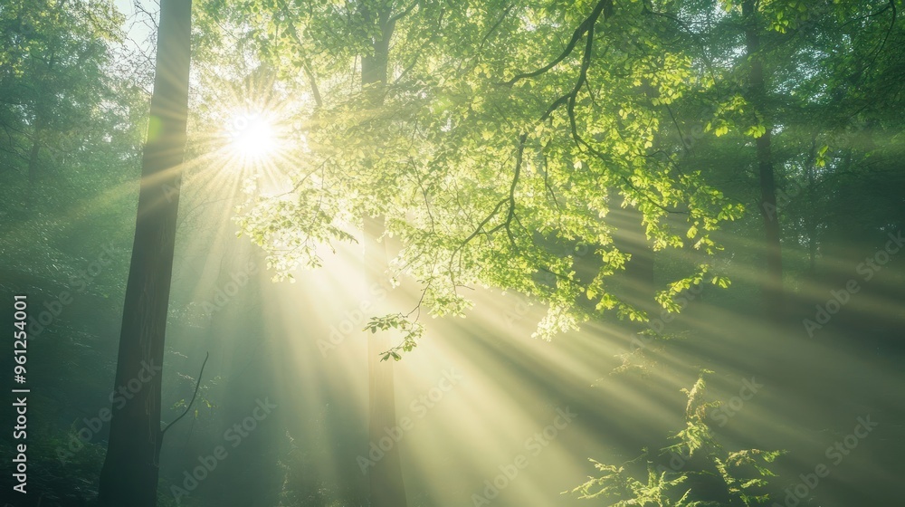 Obraz premium Sunlight Through Forest Canopy