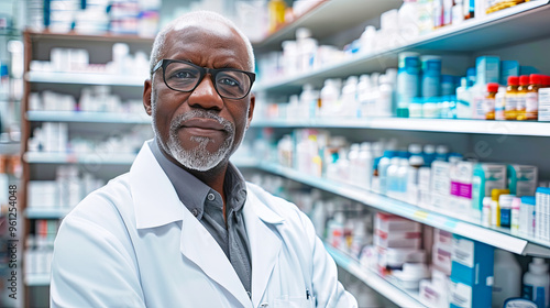 Pharmacist in White Lab Coat Working in Pharmacy