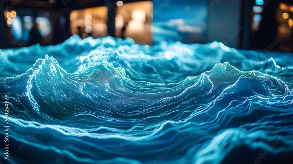 Holographic world map visualization depicting the intricate patterns of ...
