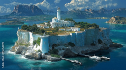 lighthouse in a fortified i...