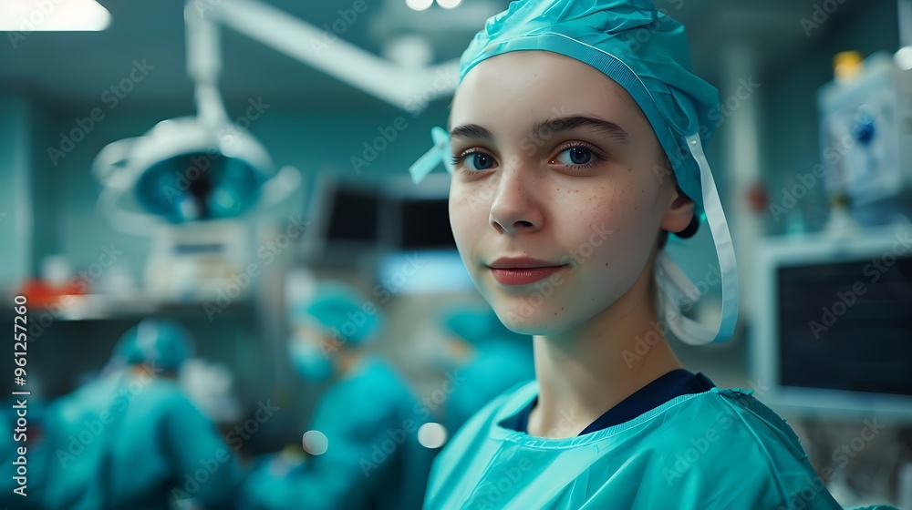 Portrait of a young Doctor in dressing gown in the hospital Portrait of a young Doctor in dressing gown in the hospital