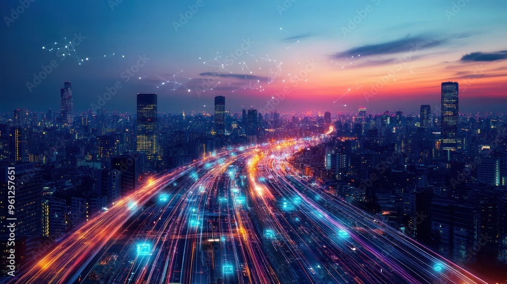 Fototapeta premium Concept of technological advancement and the potential for humans to control