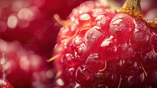 Close-Up of a Dewy Raspberry