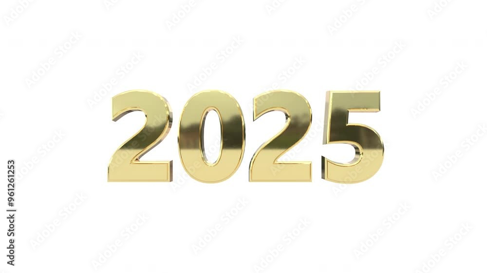 2025 Happy New Year 3d text animation in Golden and white Color with alpha matt to remove or replace background. 2025 3d Animation. 2025 Happy New Year 3d text animation in Golden and white Color with alpha matt to remove or replace background. 2025 3d Animation.
