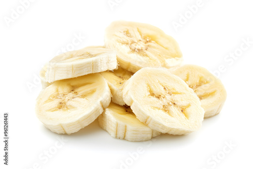 Banana slices isolated on white background