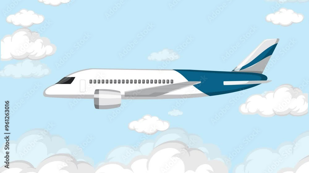 Airplane Flying Through Clouds Animation Airplane Flying Through Clouds Animation