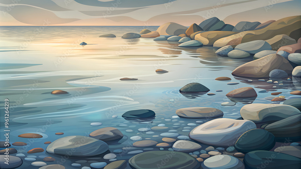 Textured background with round river stones Textured background with round river stones