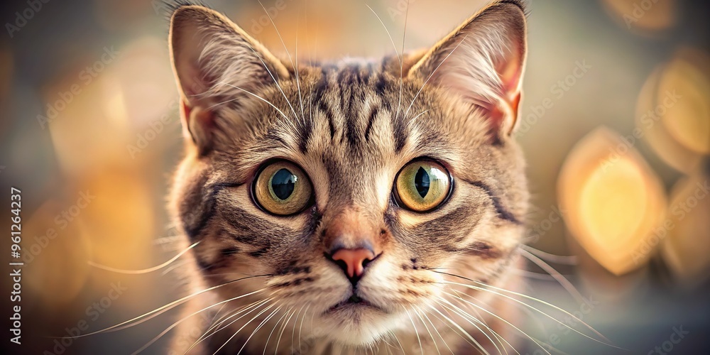 A cat's worried eyes and flared nostrils fill the frame, set against a blurred, muted-colored background, conveying travel anxiety through tight cropping. A cat's worried eyes and flared nostrils fill the frame, set against a blurred, muted-colored background, conveying travel anxiety through tight cropping.