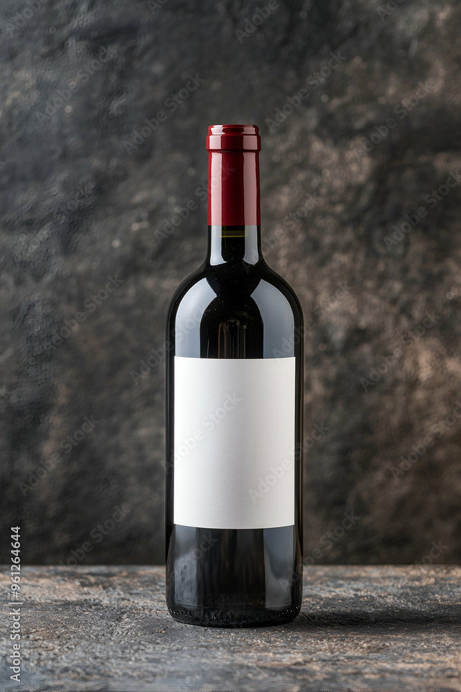 Fototapeta premium Minimalist Wine Bottle with Blank Label on Stone Background