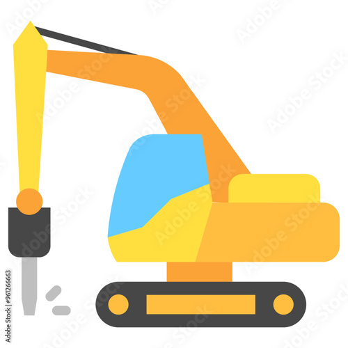 Demolition Hammer multi color icon. related to heavy machinery, industry, construction theme. best for UI, UX, app and web development.