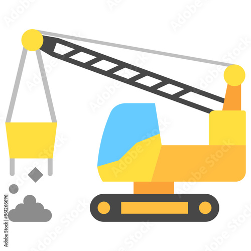 Dragline Excavator multi color icon. related to heavy machinery, industry, construction theme. best for UI, UX, app and web development.