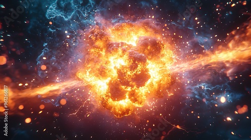 Wallpaper Mural A dynamic scene of fire and smoke with bright sparks illuminating the explosive atmosphere. Torontodigital.ca