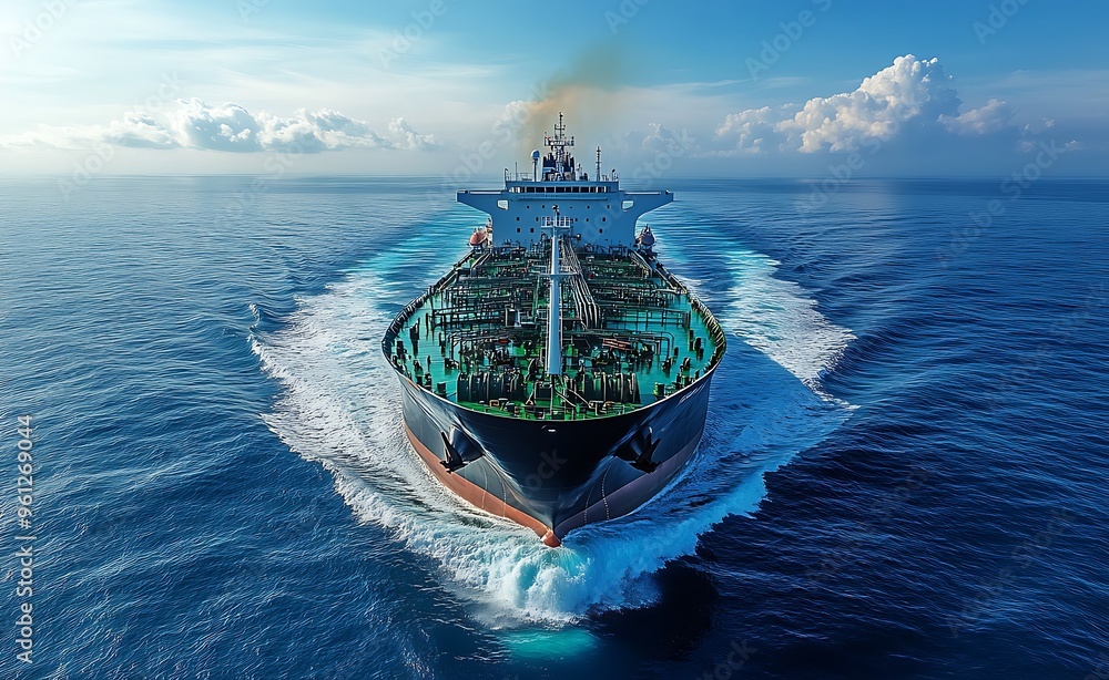 Fototapeta premium Large Cargo Ship Sailing on the Ocean