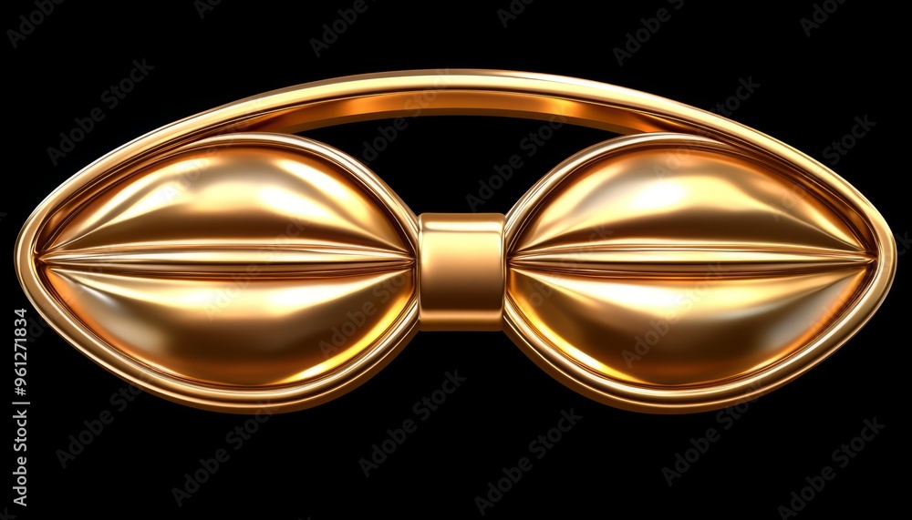 A golden bow tie on a black background A golden bow tie on a black background