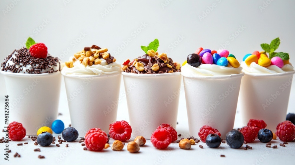 Natural yogurt with fresh berries and muesli. Healthy dessert. Natural yogurt with fresh berries and muesli. Healthy dessert.