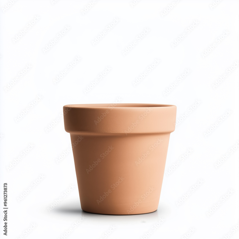 Simple terracotta flower pot on white background Simple terracotta flower pot on white background